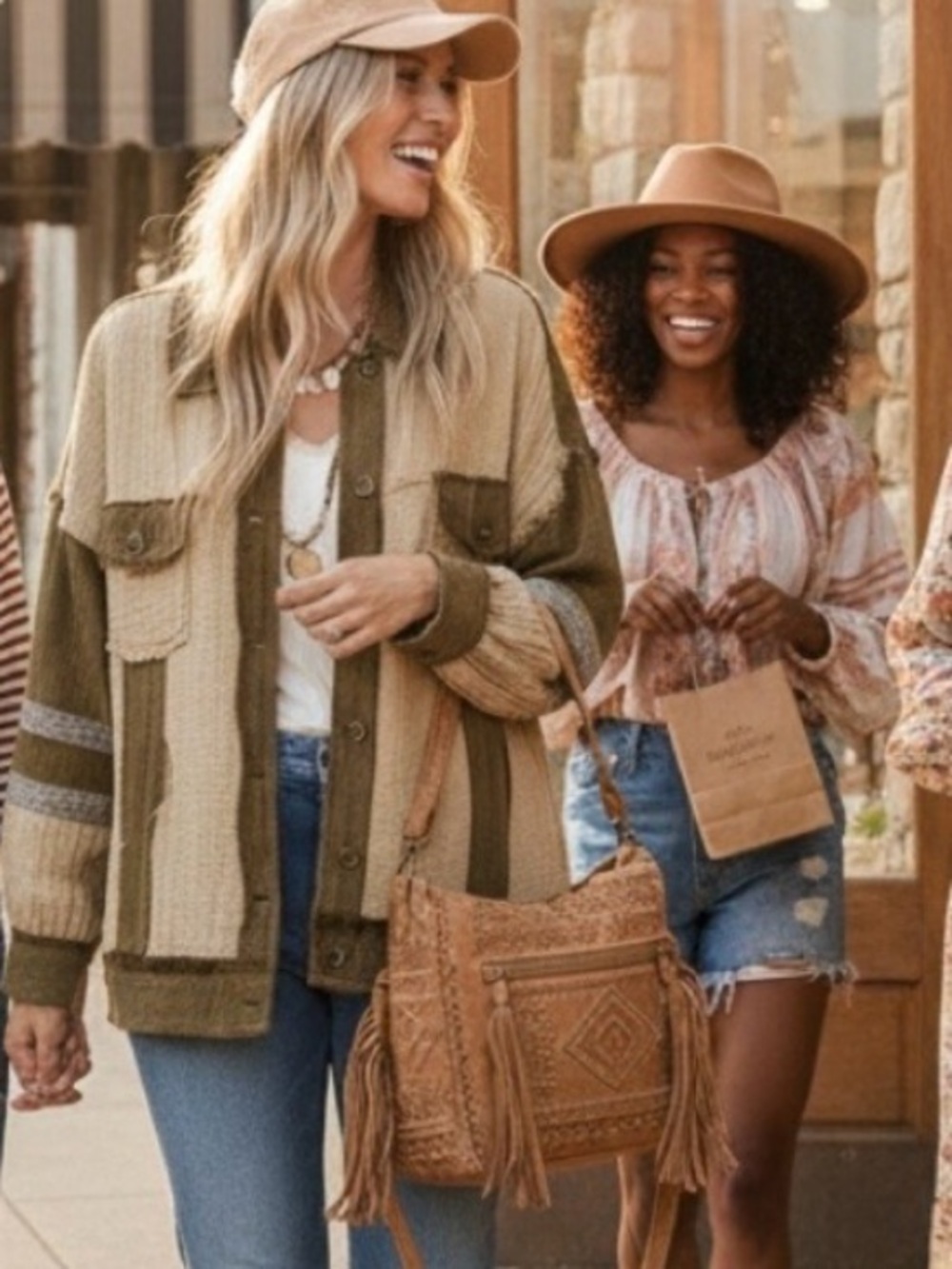 POL Frayed Boho Gauze Crepe Shacket Jacket Taupe Oversized Med NWT
